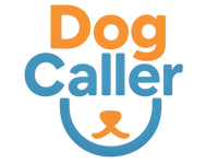 Logo of 'Dog Caller' with orange and blue text on a white background
