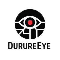Logo of DurureEye with an eye design and red dot on a white background